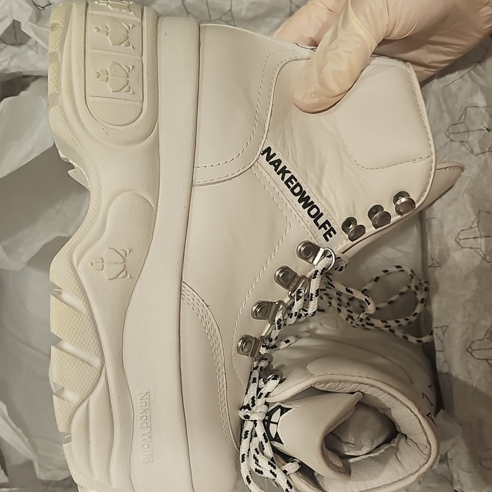 Naked Wolfe Spike Wicked White Platform High-Top Sneakers sz 7 US - Picture 15 of 15